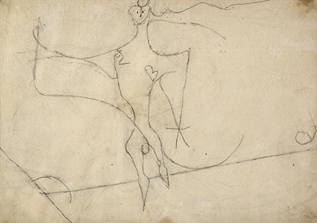 OSVALDO LICINI, Angelo ribelle, Matita su carta, 24 x 33,5 cm, Dichiarazione...
