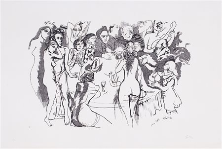 RENATO GUTTUSO (1911-1987) Senza Titolo Litografia cm 50x70 Firma e...