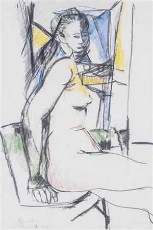 RENATO BIROLLI (1905-1959) Nudo, 1947 Carboncino e pastelli su carta cm 47x32...