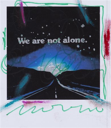 ENRICO MANERA (1947) We are not alone Tecnica mista su tela cm 18x15,5 Firma...