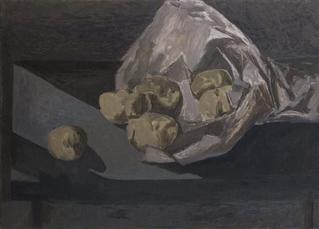 ENRICO DELLA TORRE (1931) Cartoccio con patate, 1967 Olio su tela cm 51x71...