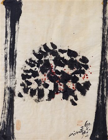 HSIAO CHIN (1935) Senza Titolo, 1960 Tecnica mista su carta di riso cm 43x34...