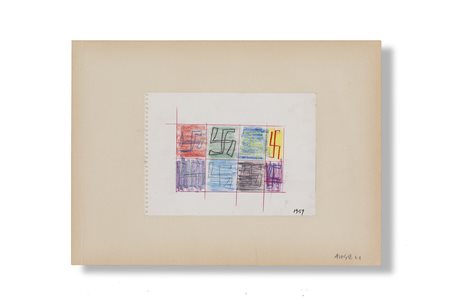 FRANCO ANGELI (1935-1988) Senza Titolo, 1959 Tecnica mista e collage su carta...