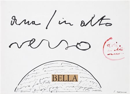 LUCIANO CARUSO (1944-2002) Bella, '70 Tecnica mista e collage su carta...