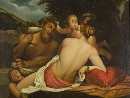 Da Annibale Carracci "Venere e Bacco con amorini" cm. 40x52 - olio su tela...