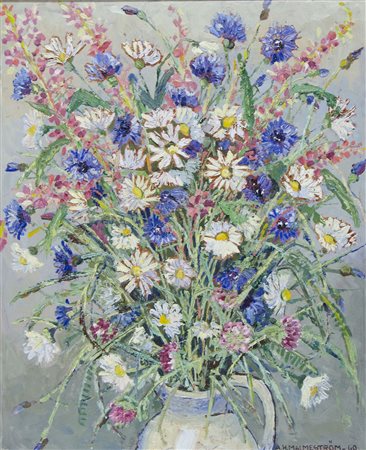 Akke Hugh Malmestrom 1894-1968 "Vaso con fiori" cm. 60x50 - olio su...