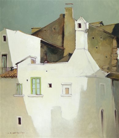 Attilio Castiglioni 1922 "Alberobello, case al sole" cm. 70x60 - olio su tela...