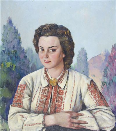 Dyalma Stultus 1901-1977 "Gentildonna" cm. 65x57 - olio su faesite Firmato b....