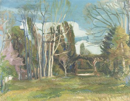 Giovanni Napoleone Pellis 1888-1962 "Primavera nel parco" cm. 40x50 - olio su...