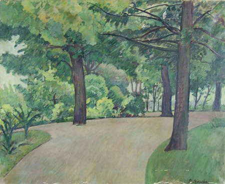 Pietro Marussig Trieste 1879-Pavia 1937 "Il parco" (1914) cm. 70x85 - olio su...