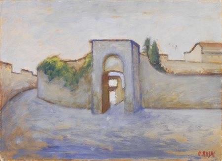 Ottone Rosai, Firenze 1895 - Ivrea (To) 1957, Porta Romana, Olio su faesite,...