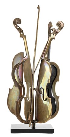 Arman, Nizza 1928 - 2005, Violino, 1995, Scultura in bronzo dorato, multiplo,...