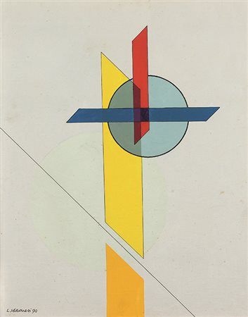 LUIGI VERONESI (1908 - 1998) Costruzione SN1, 1990 olio su tela applicata su...