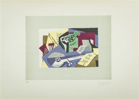 Gino Severini ( Cortona (Ar) 1883 Parigi 1966 ) Natura morta con strumenti...