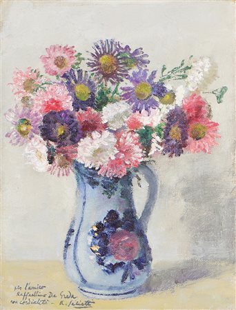 SALIETTI ALBERTO (1892 - 1961) Vaso di fiori. Olio su tela . Cm 25,00 x...