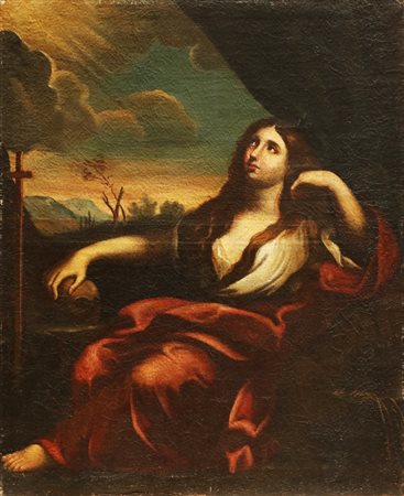 ARTISTA EMILIANO DEL XVII SECOLO Maddalena penitente. Olio su tela . Cm 73,00...