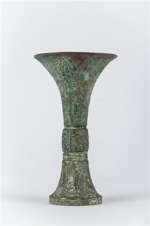 Arte Cinese Vaso rituale in bronzo arcaico Cina, tarda dinastia Shang, XI...
