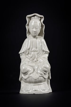 Arte Cinese Figura in porcellana bianco di Cina raffigurante Guanyin Cina,...