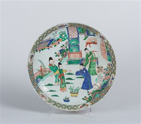 Arte Cinese Piatto in porcellana famiglia verde Cina, dinastia Qing, periodo...