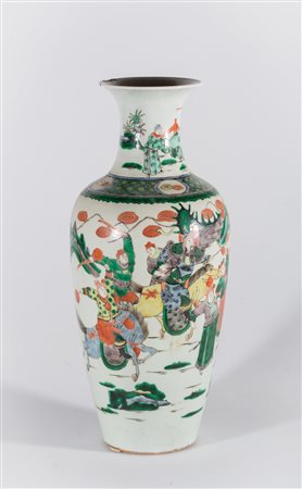 Arte Cinese Vaso a balaustro in ceramica decorato nei colori della famiglia...