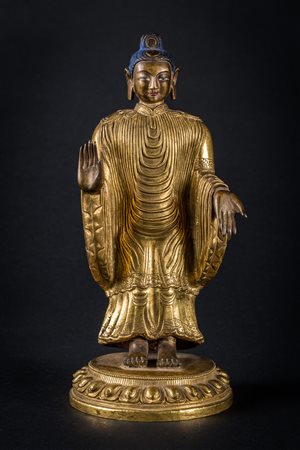 Arte Cinese Statua raffigurante Udayana Buddha Cina, dinastia Qing, periodo...