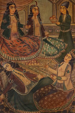 Arte Islamica Lashgari Arrivo di Youseph alla festa di Zoliekha Olio su tela...