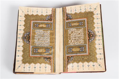 Arte Islamica Corano finemente illuminato copiato da Saide Mohammad al...