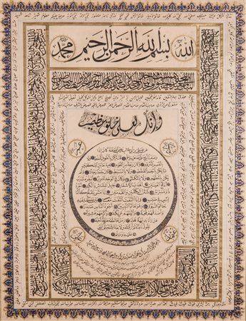 Arte Islamica Grande Hilye firmata da Mohammad Qias al Din Alkilafi di...