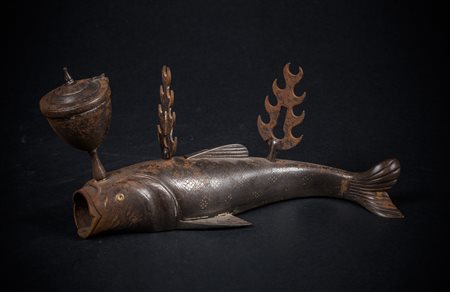 Arte Islamica Calamaio in bronzo a forma di pesce Iran, epoca Qajar, XIX...