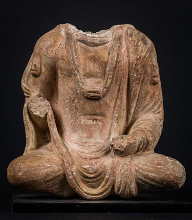 Arte Indiana Busto Gandhara in stucco II - VIII secolo d.C. -. Cm 17,00 x...