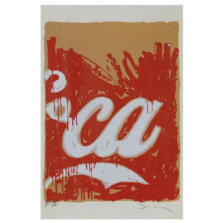 Mario Schifano Homs 1934 - Roma 1998 21x13,8 cm. "Coca Cola", sergrafia a...
