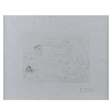 Pablo Picasso Malaga 1881 - Mougins 1973 26,5x19 cm. "Le Repos du Sculpteur...