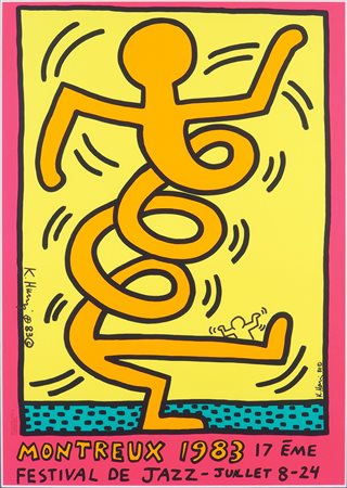 Keith Haring Reading 1958 - New York 1990 100x70 cm. "Montreaux Jazz Festival...