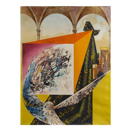 Bruno Bruni Gradara 1935 80x60 cm. "Composizione", tecnica mista su tela,...