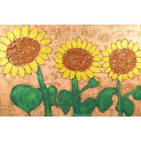 Rochelle Cheever XX Sec. 90x140 cm. "Sunflower is reaching", tecnica mista su...