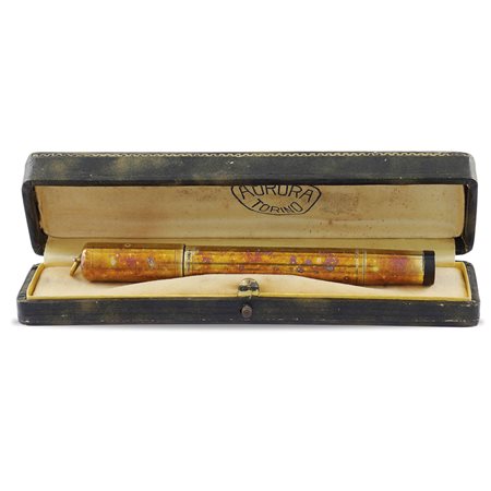 Aurora, penna stilografica in oro giallo 18kr anni' 40 l. 11,5 con pennino...
