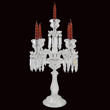 Baccarat, candelabro in cristallo Francia, XX Sec. 60x40 cm. modello "Babous...