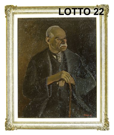 UMBERTO LILLONI (1898 – 1980) DIPINTO OLIO SU TELA RAFF. UOMO ANZIANO MIS....