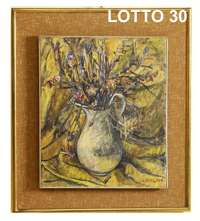 ADRIANO BOGONI (1891 – 1970) DIPINTO OLIO SU TELA RAFF. VASO DI FIORI MIS. 60...