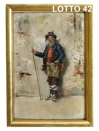 FILIPPO PALIZZI (1818 – 1899) DIPINTO OLIO SU TELA RAFF. ZAMPOGNARO MIS. 40 X 27