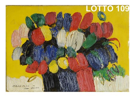 LEONARDO SPREAFICO (1907 – 1974) DIPINTO OLIO SU CARTONE RAFF. VASO DI FIORI...