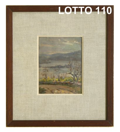 GINO MORO (1901 – 1977) DIPINTO OLIO SU CARTONE RAFF. PAESAGGIO CON ALBERI...