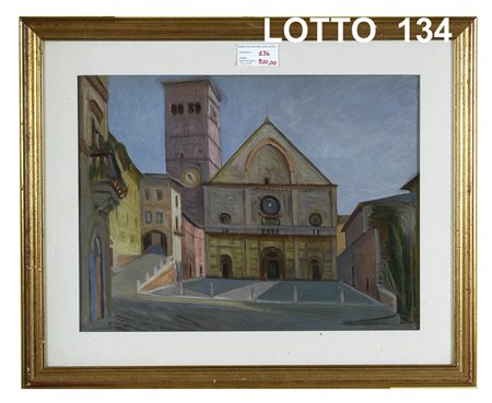 FACCHINETTI DIPINTO OLIO SU TELA RAFF. BASILICA MIS. 60 X 45