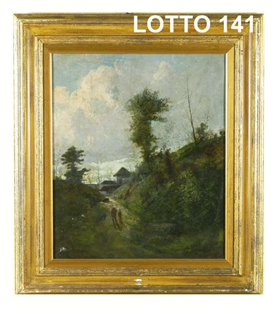 GIOVANNI COLMO (1867 - 1947) DIPINTO OLIO SU TELA RAFF. PAESAGGIO MONTANO...