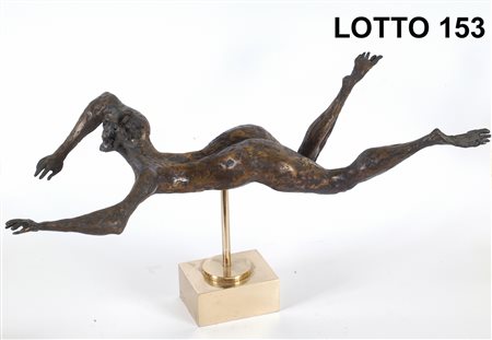 LUCIANO MINGUZZI (1911 - 2004) SCULTURA IN BRONZO RAFF. NUOTATRICE SIGLATA 89...