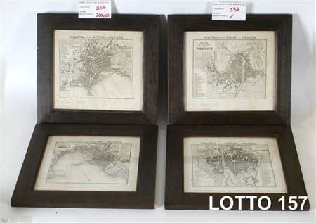 F. ARTARIA LOTTO COMPOSTO DA 04 INCISIONI RAFF. LE CITTA' DI NAPOLI, GENOVA,...