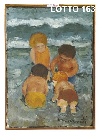 INNOCENTI DIPINTO OLIO SU TELA RAFF. BIMBI AL MARE MIS. 50 X 70