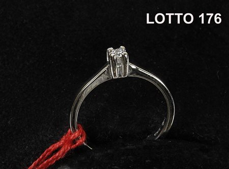 ANELLO CON SOLITARIO DA DONNA IN ORO BIANCO 950 % GRAMMI 3,20 BRILLANTE...