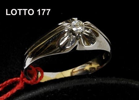 ANELLO CON SOLITARIO DA UOMO IN ORO BIANCO 750 % GRAMMI 7,00 BRILLANTE CARATI...