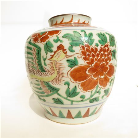 VASO, Vaso con decoro policromo Cina XVIII sec. cm 16x15